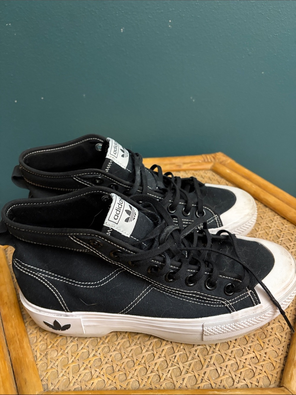 adidas Black & White High-Top Canvas Sneakers